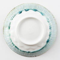 作家 西隆行 花紋皿 流釉深緑 作家 西隆行 陶磁器作家もの