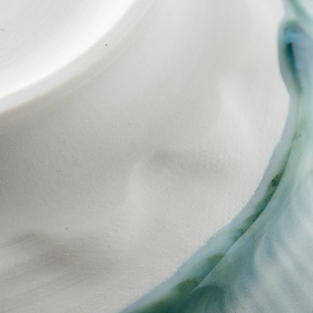 作家 西隆行 花紋皿 流釉深緑 作家 西隆行 陶磁器作家もの