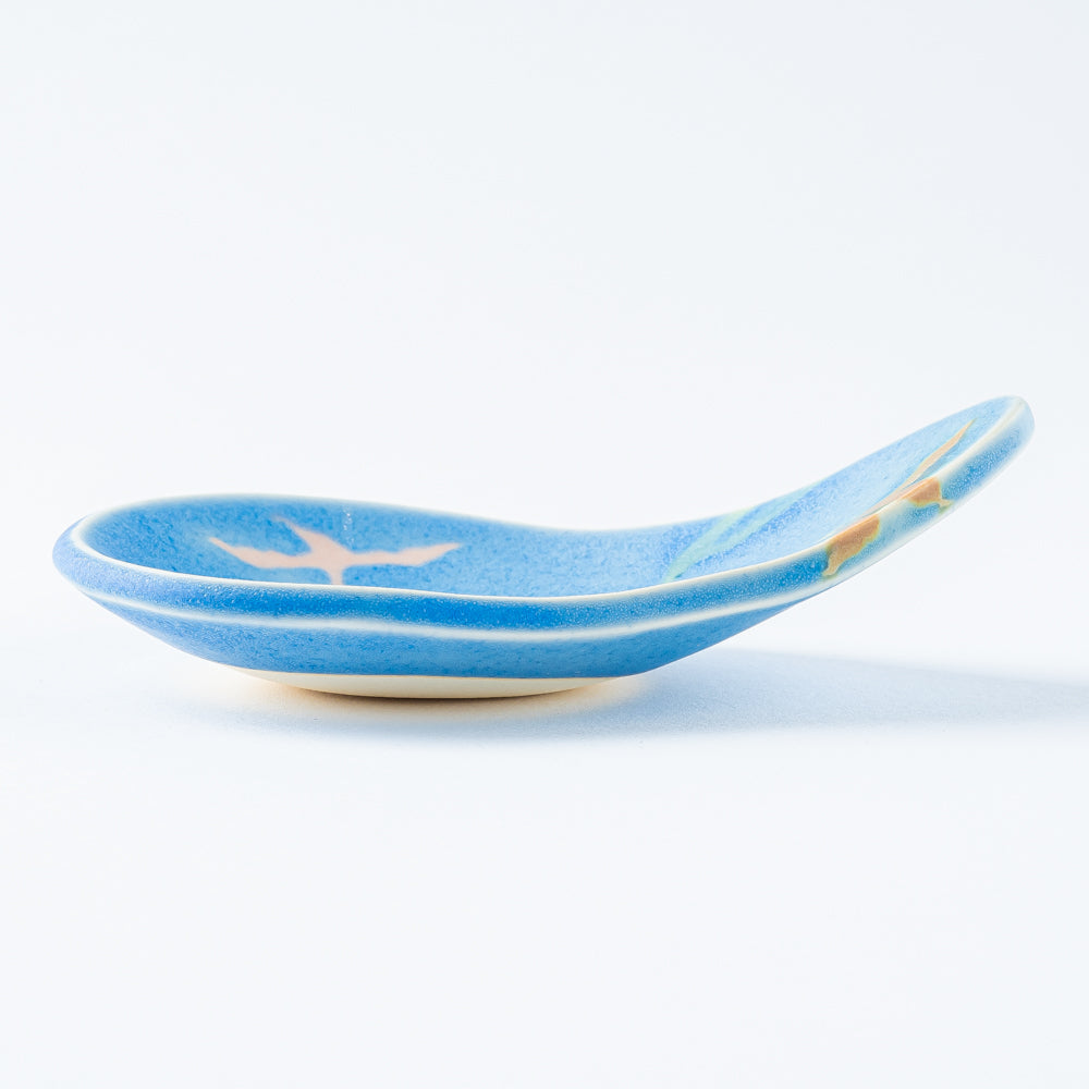 作家 柴田礼美 しずく皿-鳥/ブルー 作家 柴田礼美 陶磁器作家もの