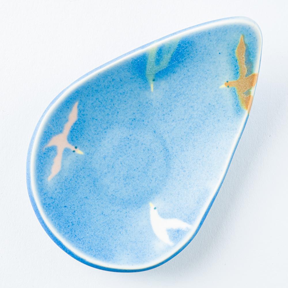 作家 柴田礼美 しずく皿-鳥/ブルー 作家 柴田礼美 陶磁器作家もの
