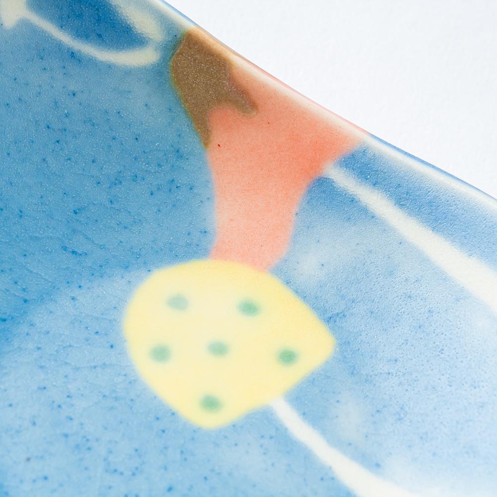 作家 柴田礼美 しずく皿20-きのこ/ブルー 作家 柴田礼美 陶磁器作家もの