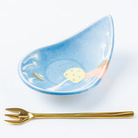 作家 柴田礼美 しずく皿20-きのこ/ブルー 作家 柴田礼美 陶磁器作家もの