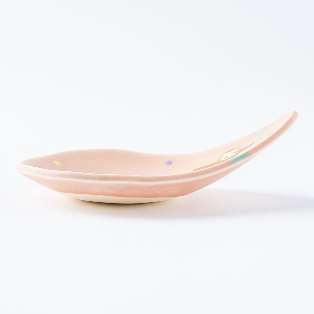 作家 柴田礼美 しずく皿20-なまけもの/ピンク 作家 柴田礼美 陶磁器作家もの