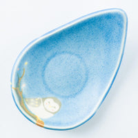作家 柴田礼美 しずく皿20-ふくろう/ブルー 作家 柴田礼美 陶磁器作家もの