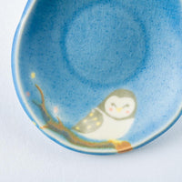 作家 柴田礼美 しずく皿20-ふくろう/ブルー 作家 柴田礼美 陶磁器作家もの