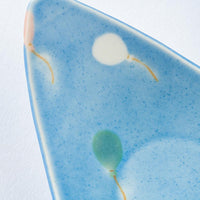 作家 柴田礼美 しずく皿20-風船/ブルー 作家 柴田礼美 陶磁器作家もの