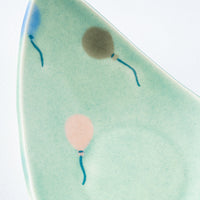作家 柴田礼美 しずく皿20-風船/グリーン 作家 柴田礼美 陶磁器作家もの