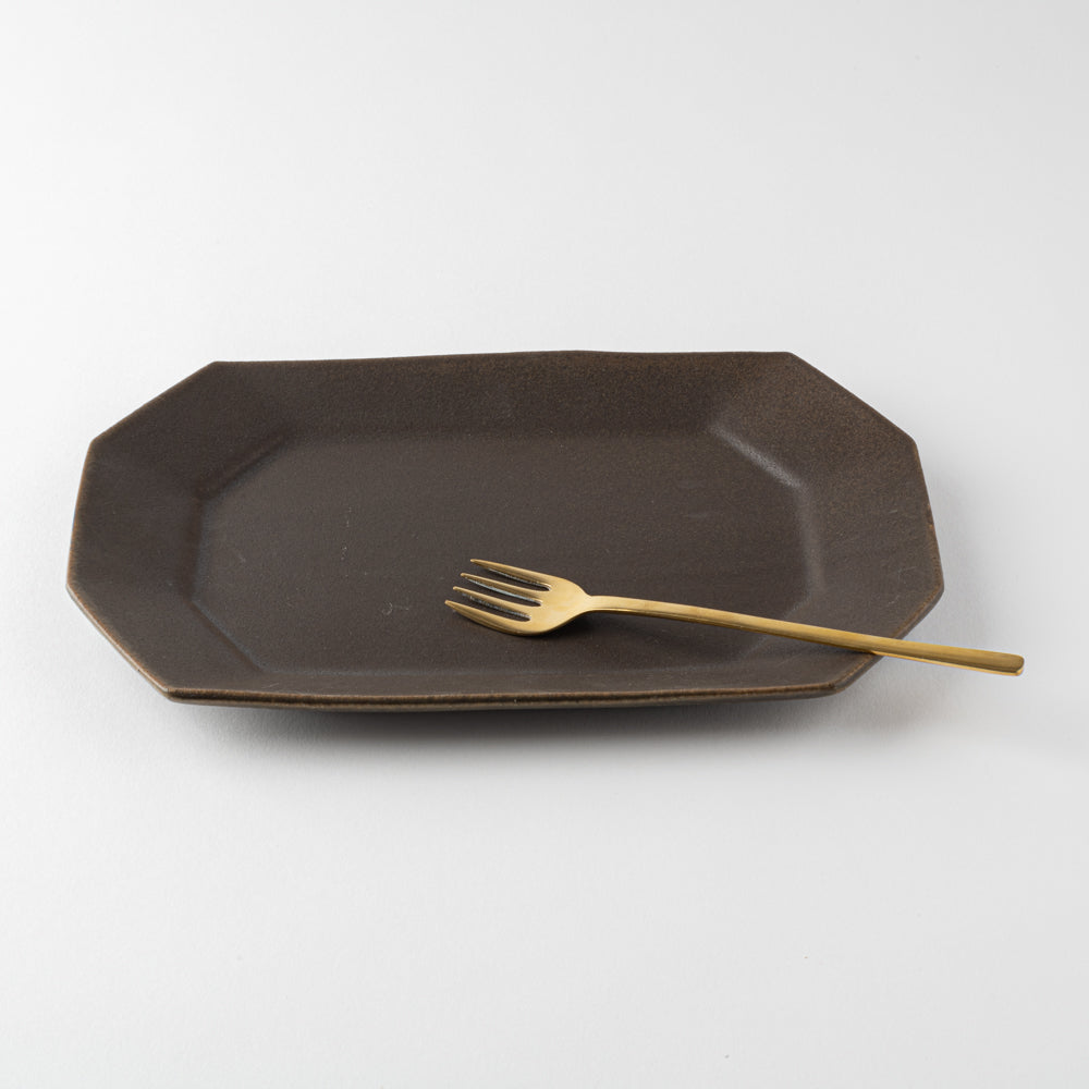 古谷製陶所 サビ釉 八角プレート 大 信楽焼 古谷製陶所 信楽焼