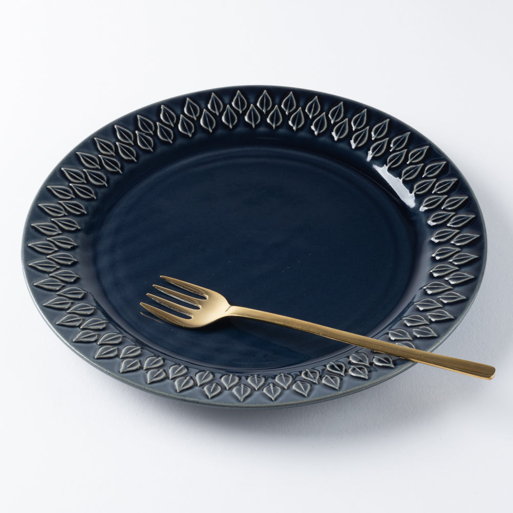 光泉窯 リーフ柄プレート 大(瑠璃) 萬古焼 光泉窯 萬古焼