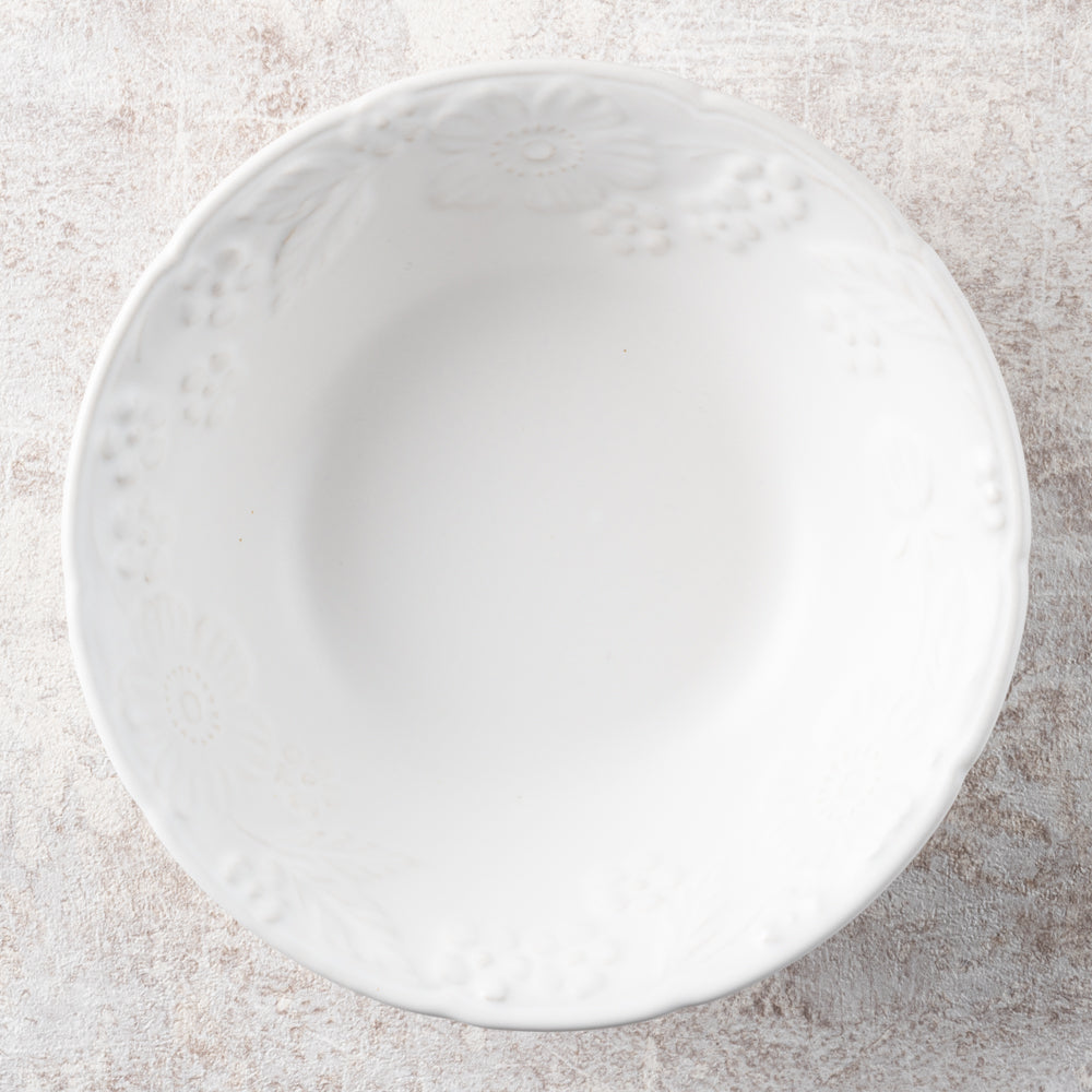 光泉窯 マーガレット柄 レリーフ ボウル 小鉢 (白マット) 萬古焼 光泉窯 萬古焼