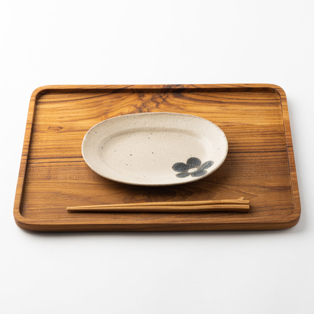 作家 岡村朝子 オーバル皿 小 flower A 作家 岡村朝子 陶磁器作家もの