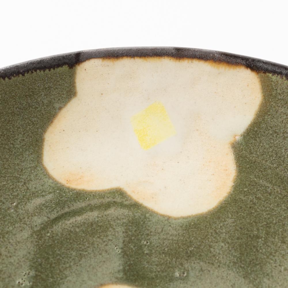 作家 佐藤牧子 お花プレートS 緑 作家 佐藤牧子 陶磁器作家もの