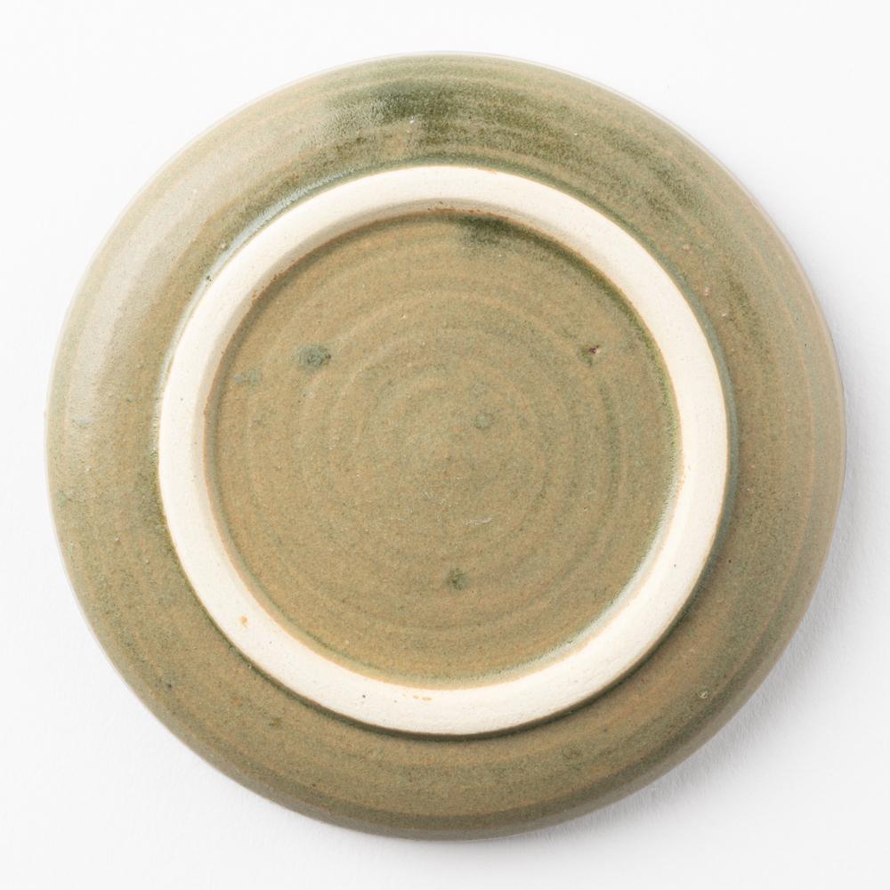 作家 佐藤牧子 お花豆皿 緑 作家 佐藤牧子 陶磁器作家もの