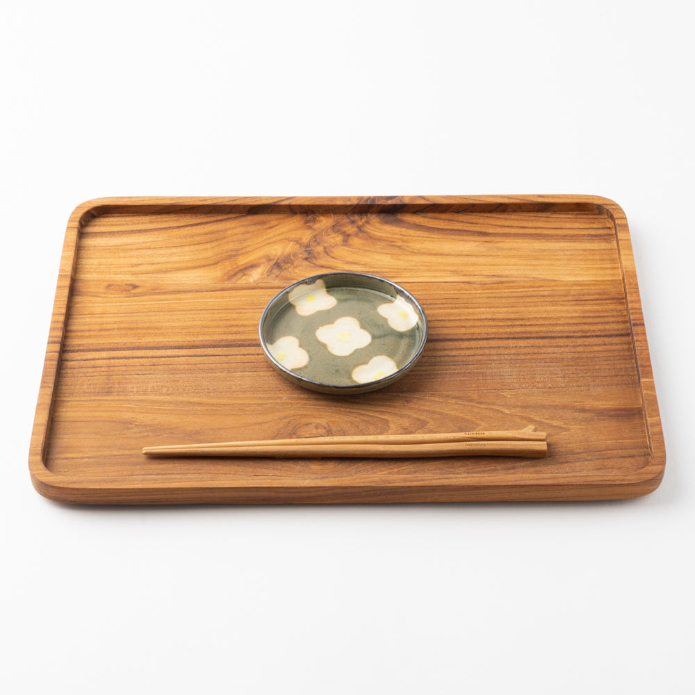 作家 佐藤牧子 お花豆皿 緑 作家 佐藤牧子 陶磁器作家もの