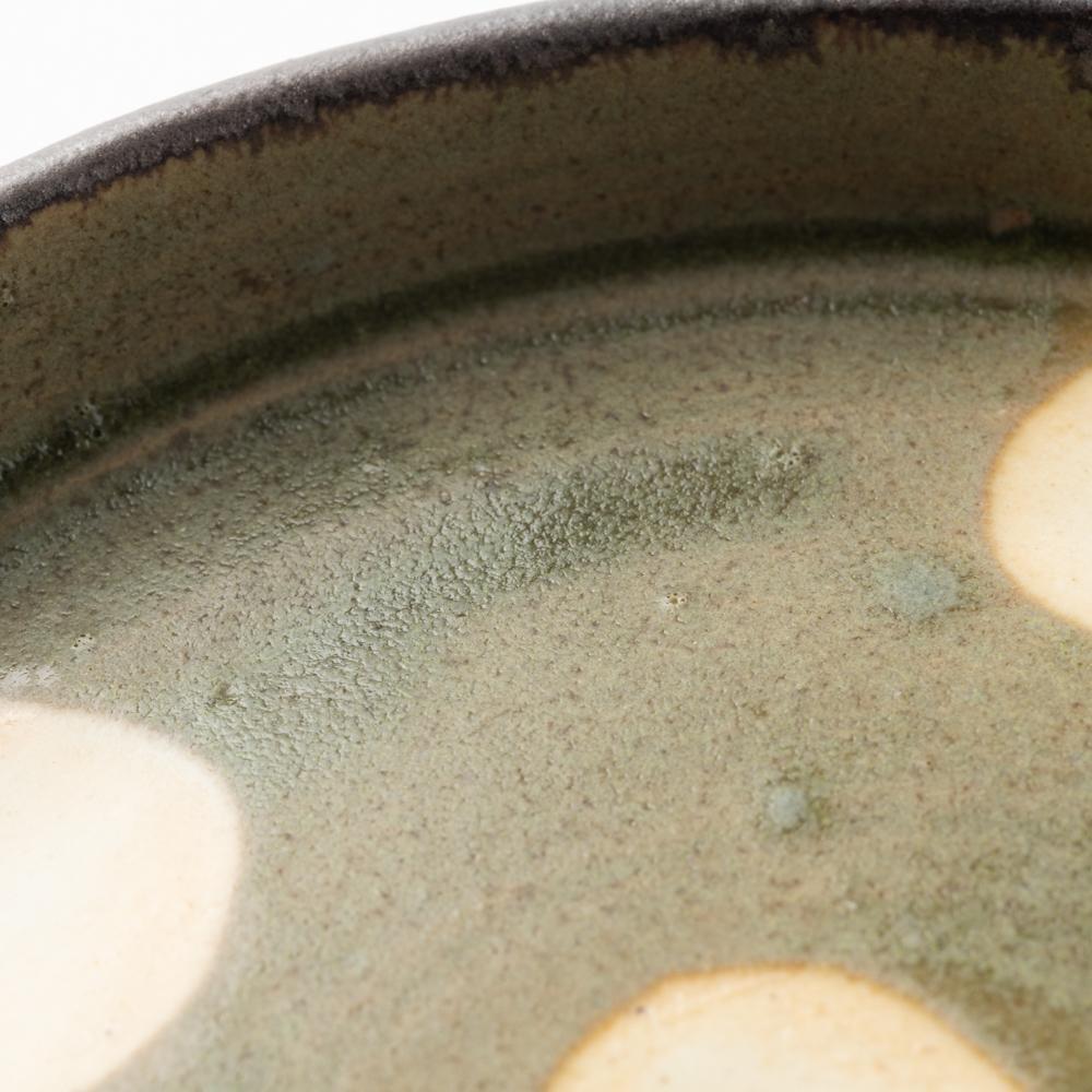 作家 佐藤牧子 お花豆皿 緑 作家 佐藤牧子 陶磁器作家もの