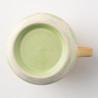 作家 佐藤牧子 お花マグカップ 黄色と緑 作家 佐藤牧子 陶磁器作家もの