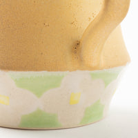 作家 佐藤牧子 お花マグカップ 黄色と緑 作家 佐藤牧子 陶磁器作家もの