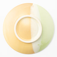 作家 佐藤牧子 お花プレートS 黄色と緑 作家 佐藤牧子 陶磁器作家もの