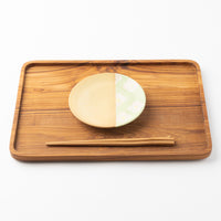 作家 佐藤牧子 お花プレートS 黄色と緑 作家 佐藤牧子 陶磁器作家もの