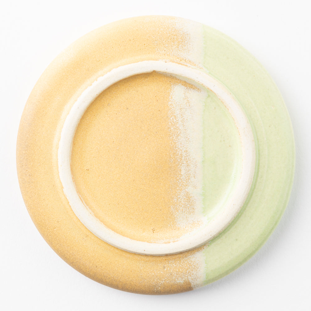 作家 佐藤牧子 お花豆皿 黄色と緑 作家 佐藤牧子 陶磁器作家もの