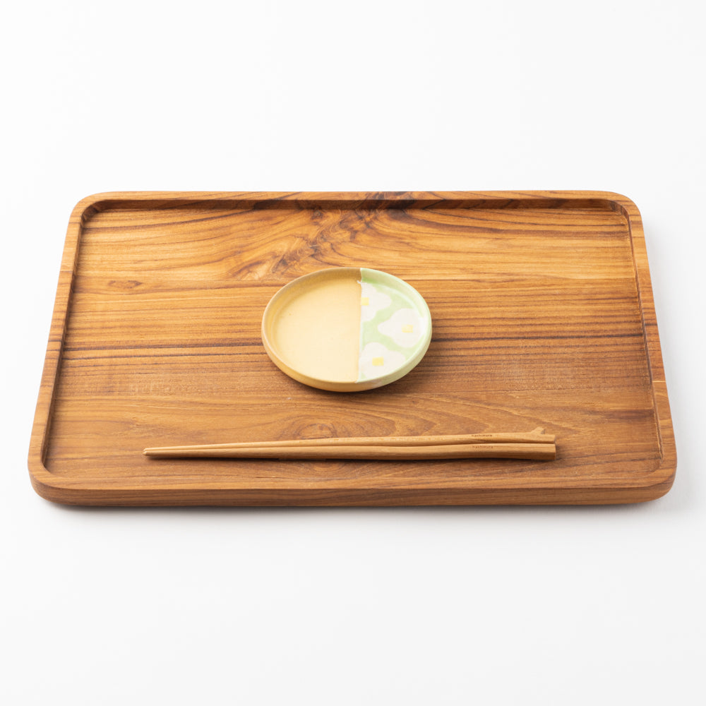 作家 佐藤牧子 お花豆皿 黄色と緑 作家 佐藤牧子 陶磁器作家もの