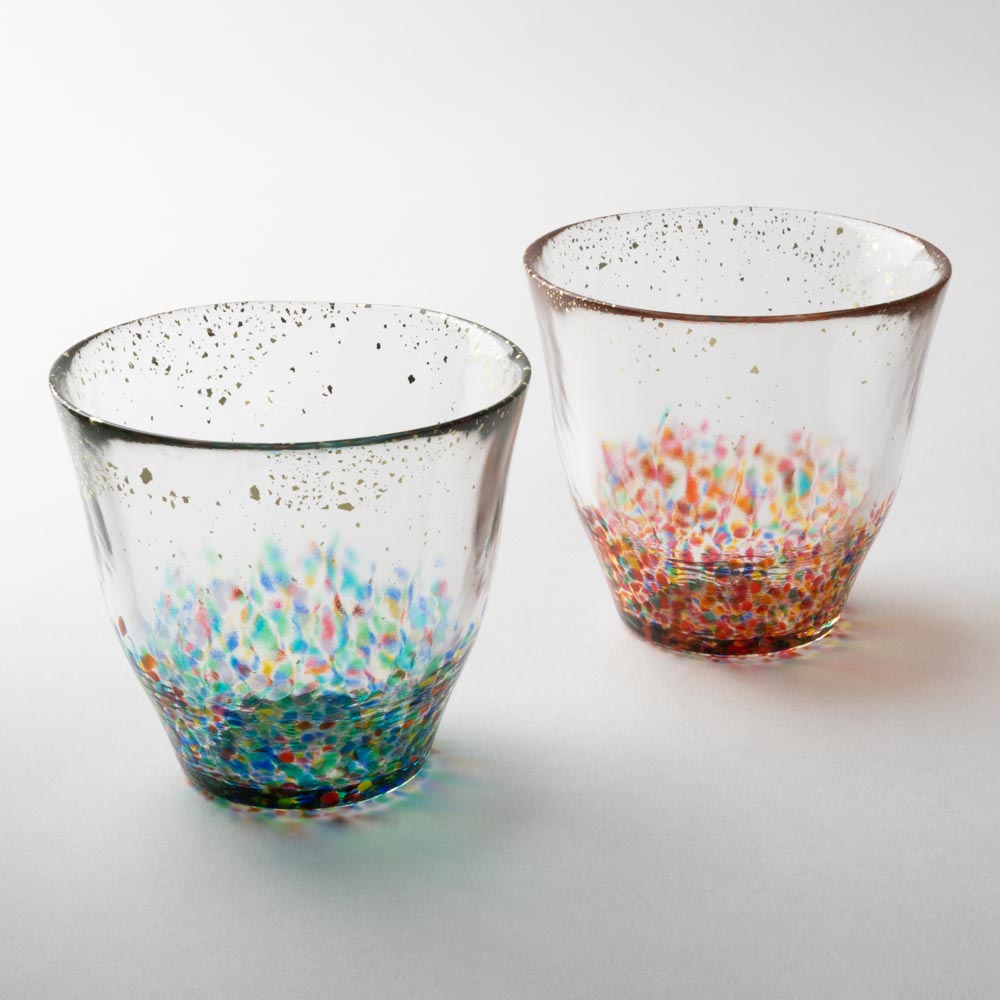 津軽びいどろ MATSURI まつり金彩 ロックグラスペア 津軽びいどろ ガラスもの