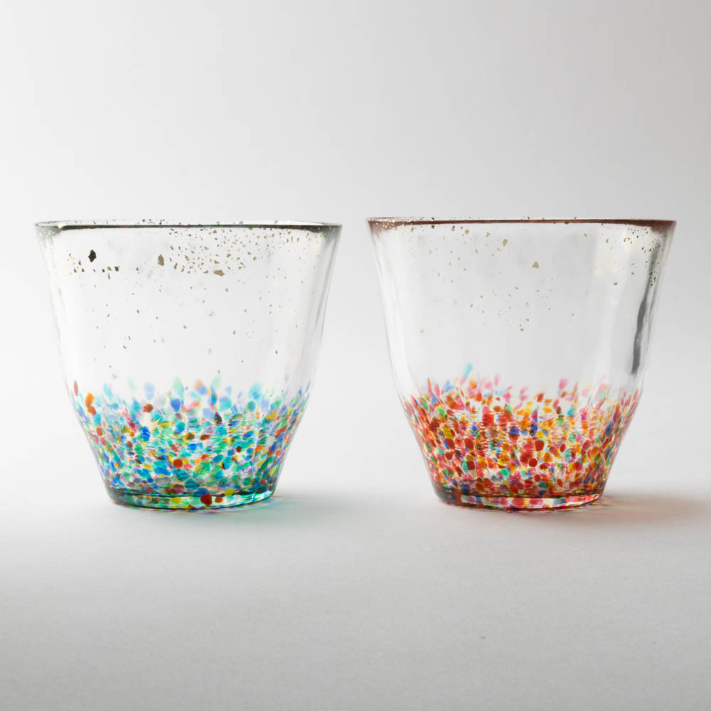 津軽びいどろ MATSURI まつり金彩 ロックグラスペア 津軽びいどろ ガラスもの