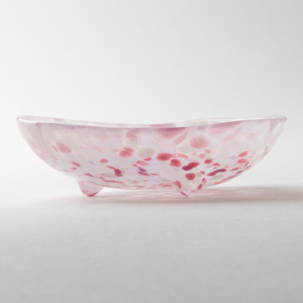 津軽びいどろ さくらさくら sakura 三つ足豆皿 津軽びいどろ ガラスもの