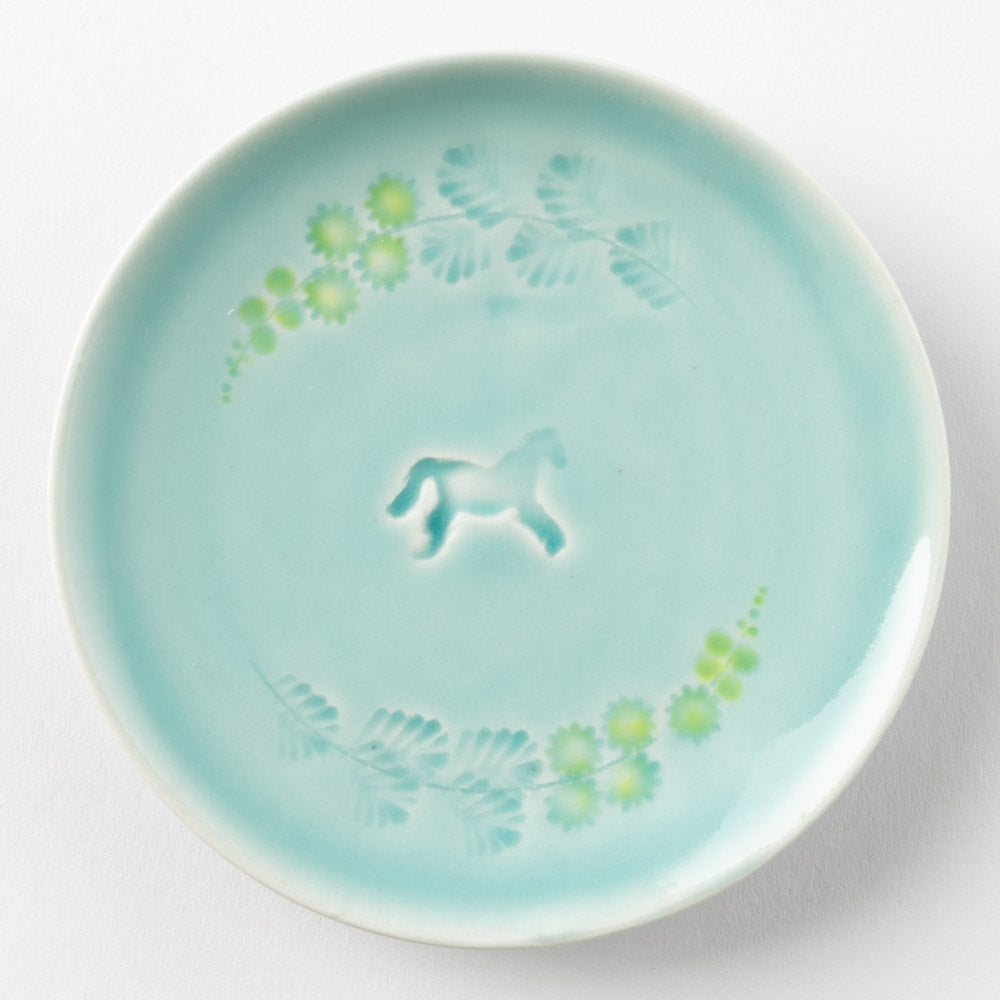 作家 梶山友里 豆皿(ミモザ水色) 作家 梶山友里 陶磁器作家もの