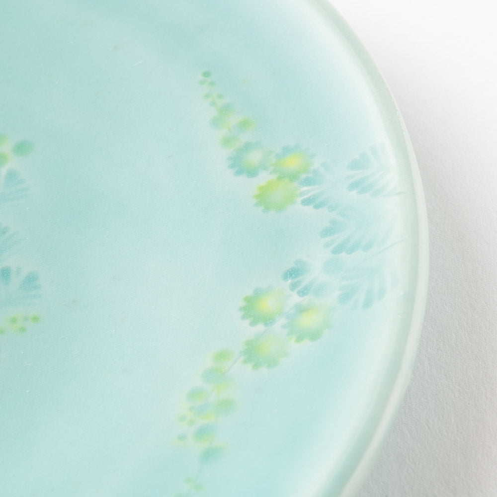 作家 梶山友里 ミモザの大皿6寸(ミモザ水色) 作家 梶山友里 陶磁器作家もの