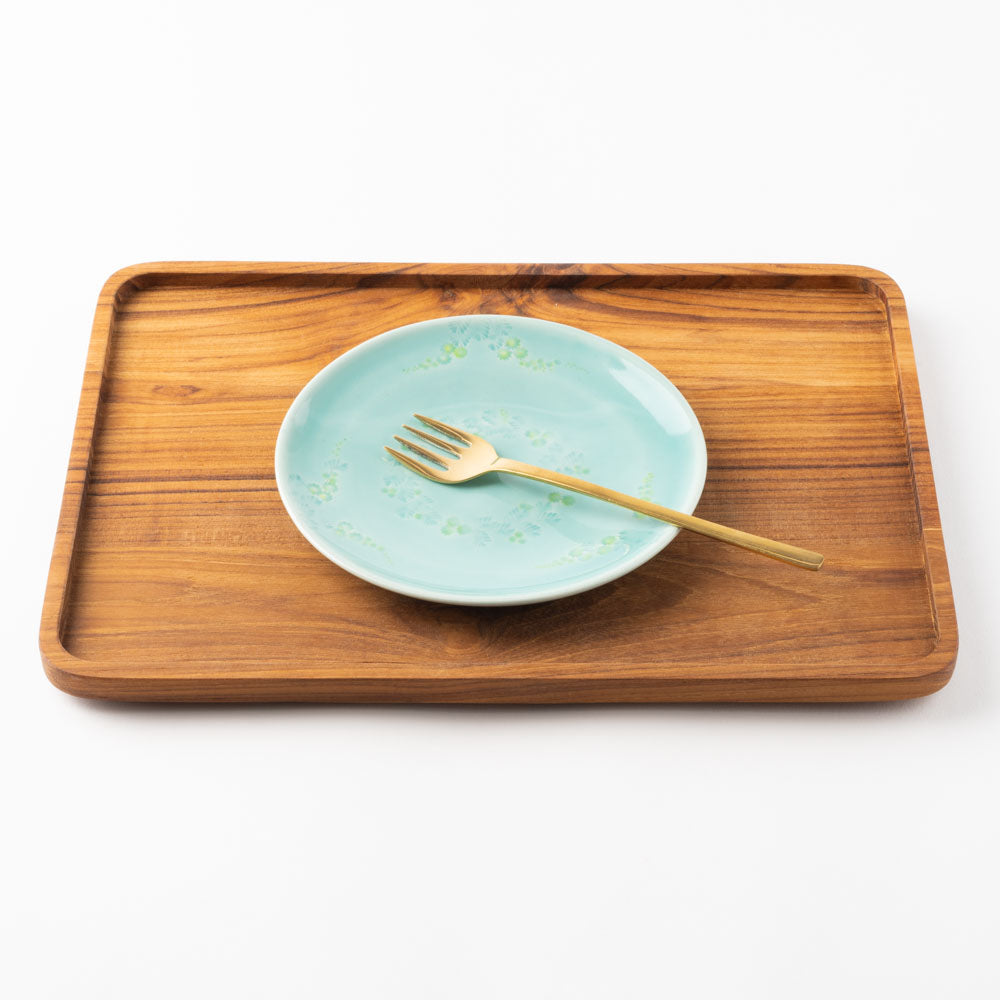 作家 梶山友里 ミモザの大皿6寸(ミモザ水色) 作家 梶山友里 陶磁器作家もの