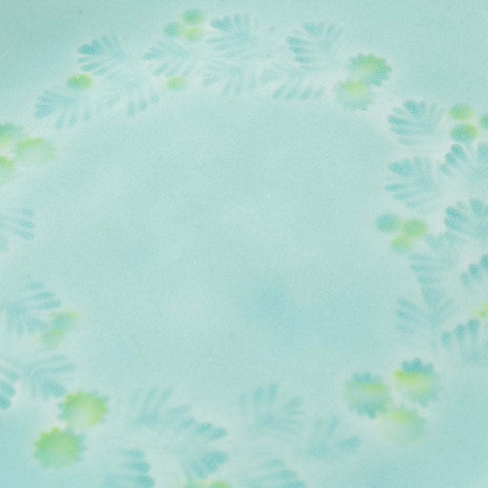 作家 梶山友里 ミモザの大皿6寸(ミモザ水色) 作家 梶山友里 陶磁器作家もの