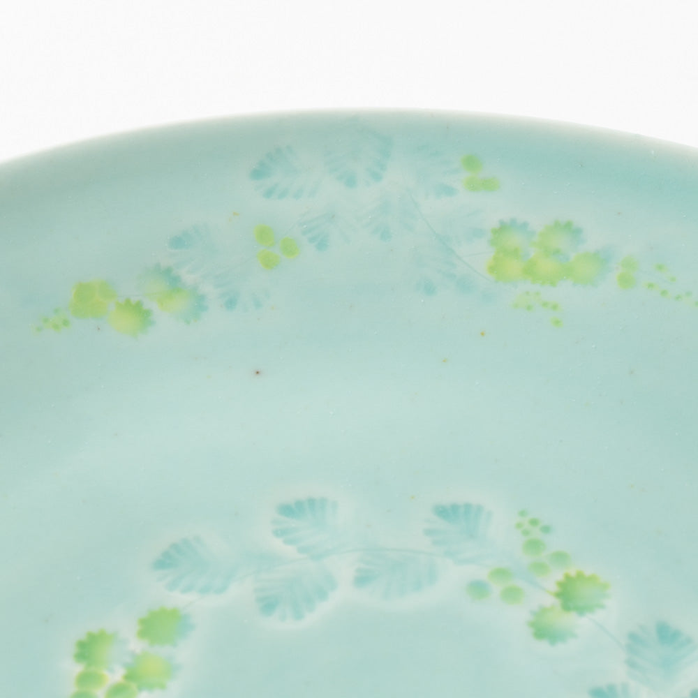 作家 梶山友里 ミモザの大皿7寸(ミモザ水色) 作家 梶山友里 陶磁器作家もの