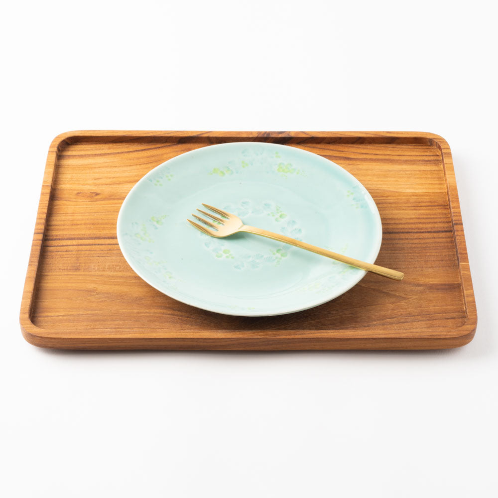 作家 梶山友里 ミモザの大皿7寸(ミモザ水色) 作家 梶山友里 陶磁器作家もの