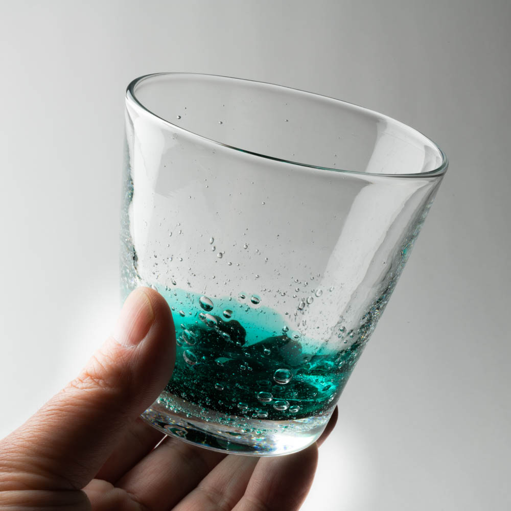 ガラス作家 村石信茂 ピーコック ロックグラス(大) さざ波硝子店 ガラスもの