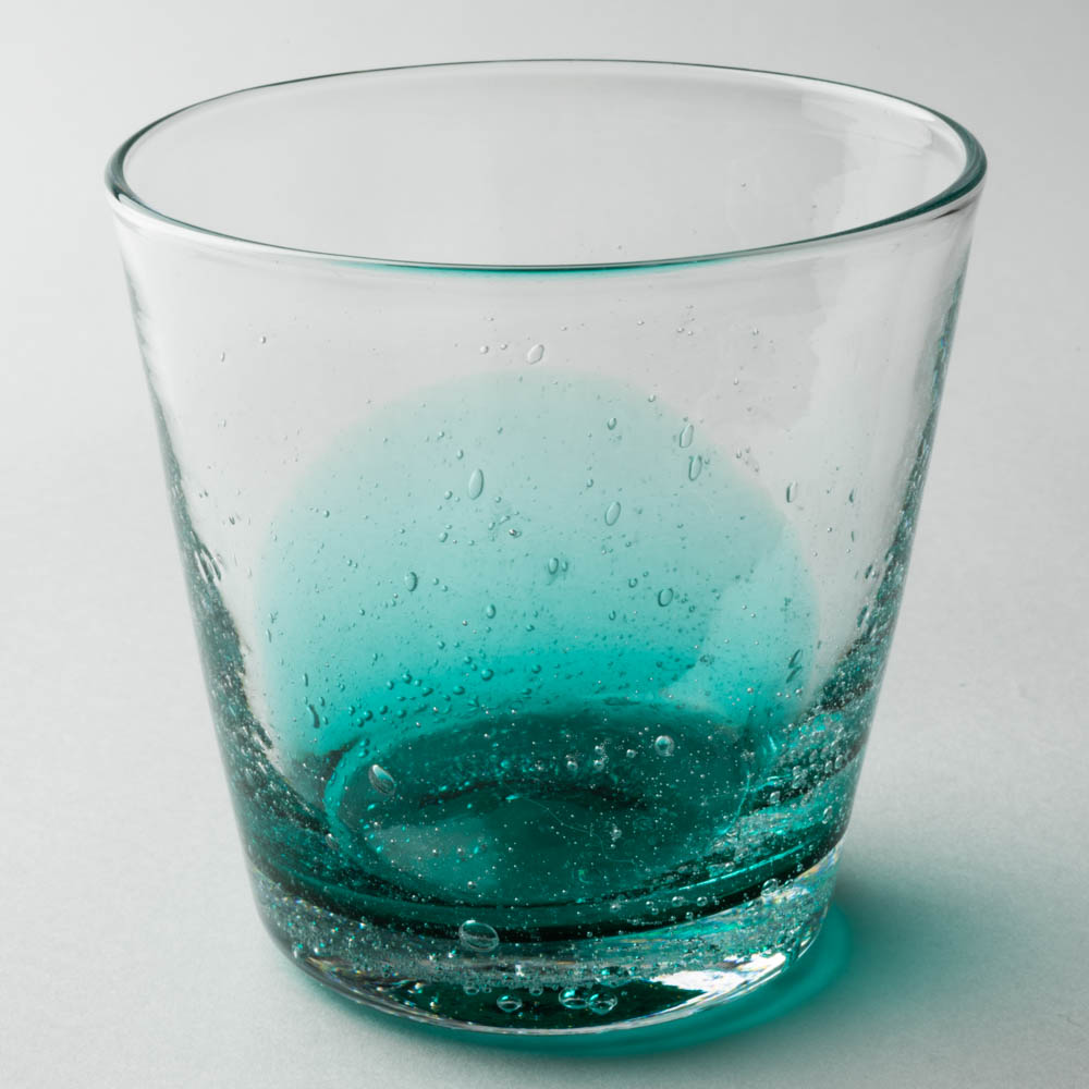 ガラス作家 村石信茂 ピーコック ロックグラス(小) さざ波硝子店 ガラスもの