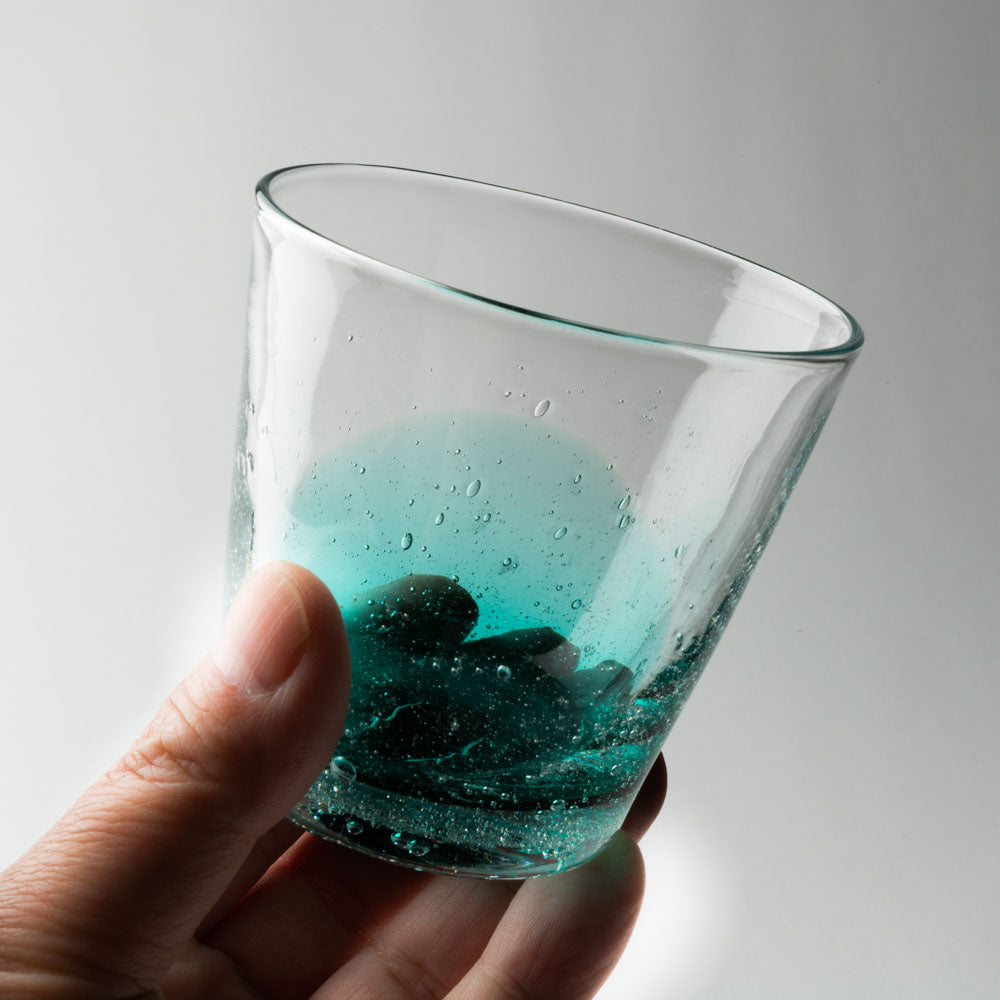 ガラス作家 村石信茂 ピーコック ロックグラス(小) さざ波硝子店 ガラスもの