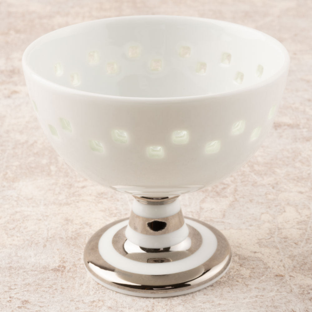 波佐見焼 丹心窯 水晶スクエアライン 高台小鉢(プラチナ) ¥4,840