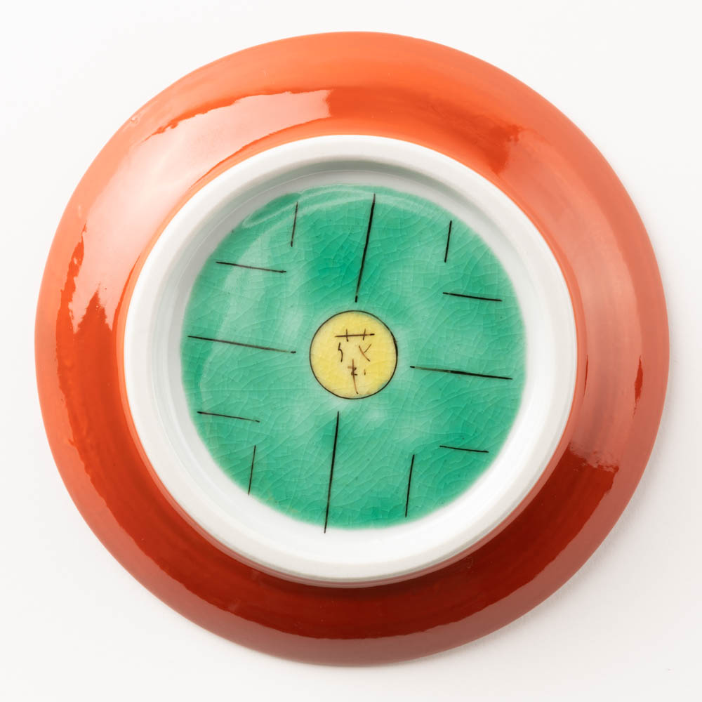 九谷焼工房花もん 丸皿(雪輪と花) 九谷焼工房花もん 九谷焼