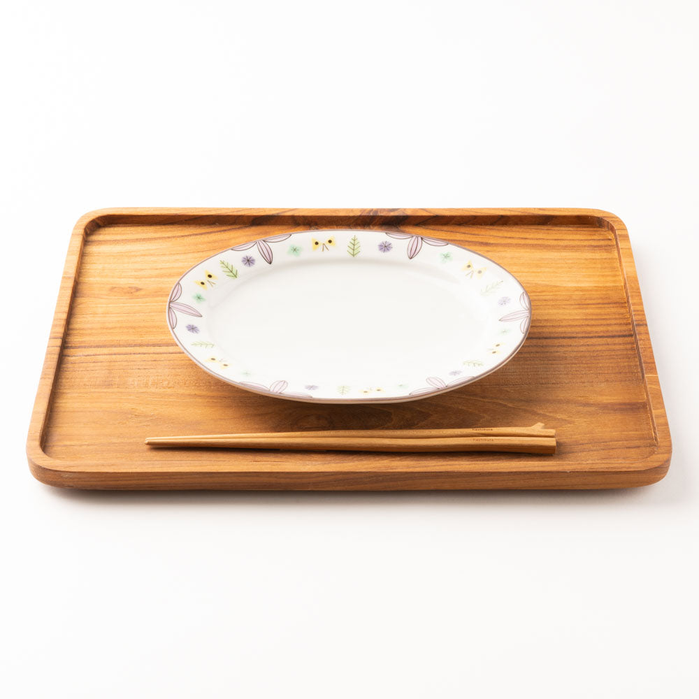 九谷焼工房花もん だ円皿(花と蝶(パステル)) 九谷焼工房花もん 九谷焼