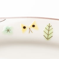 九谷焼工房花もん だ円皿(花と蝶(パステル)) 九谷焼工房花もん 九谷焼