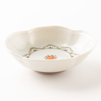 九谷焼工房花もん 木瓜皿(赤花) 九谷焼工房花もん 九谷焼