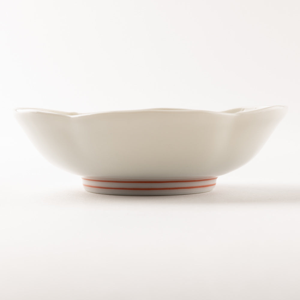 九谷焼工房花もん 木瓜皿(赤花) 九谷焼工房花もん 九谷焼