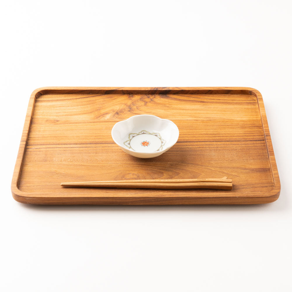 九谷焼工房花もん 木瓜皿(赤花) 九谷焼工房花もん 九谷焼