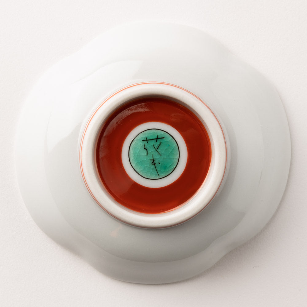 九谷焼工房花もん 木瓜皿(花と雲) 九谷焼工房花もん 九谷焼