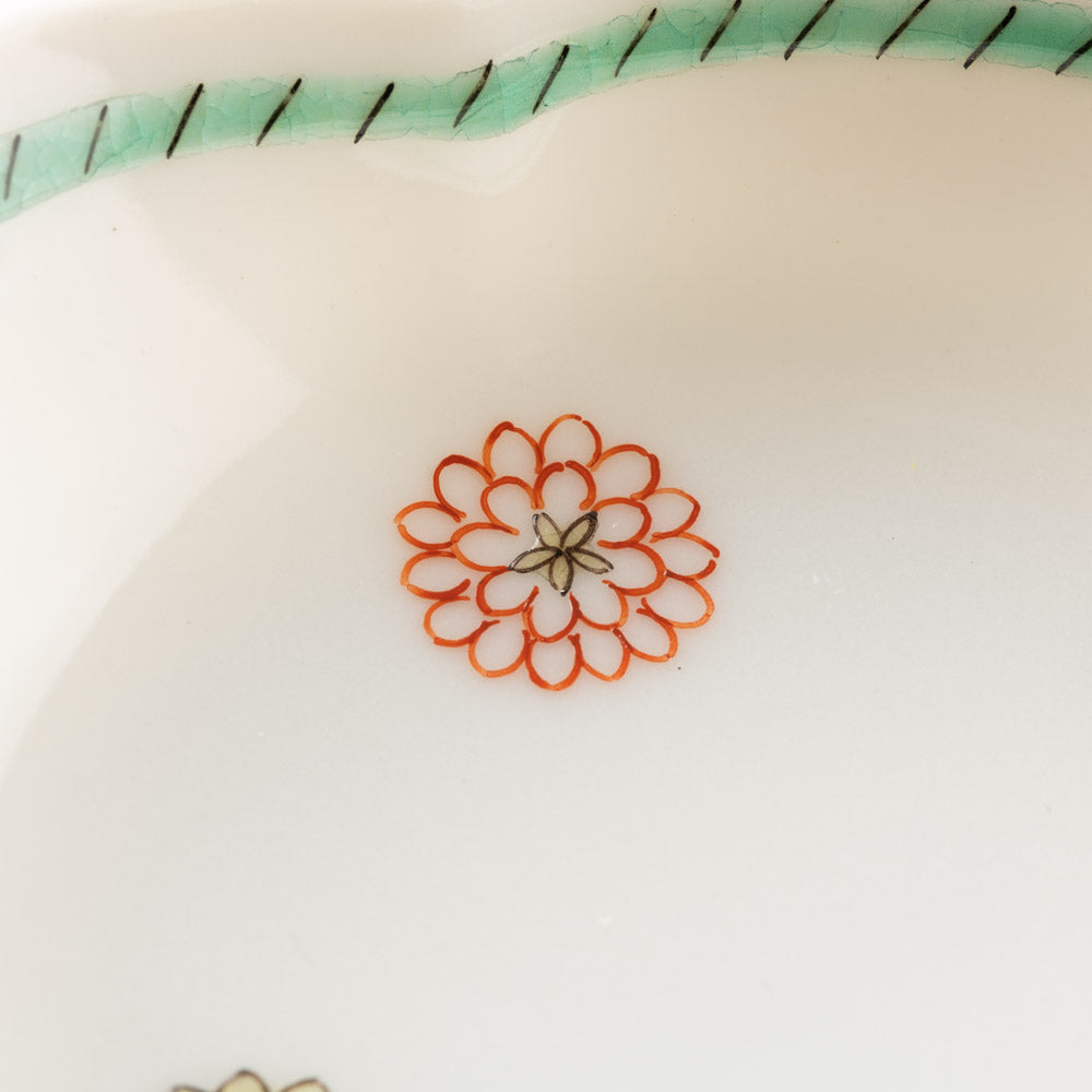 九谷焼工房花もん 木瓜皿(菊) 九谷焼工房花もん 九谷焼