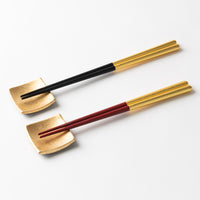 箔一 箸・箸置きセット しずく(金) 箔一 金沢箔