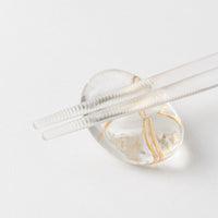 箔一 箸・箸置きセット クリア箸(金糸) 箔一 金沢箔