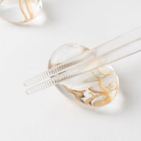 箔一 箸・箸置きセット クリア箸(金糸) 箔一 金沢箔