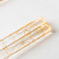箔一 箸・箸置きセット クリア箸(金糸) 箔一 金沢箔